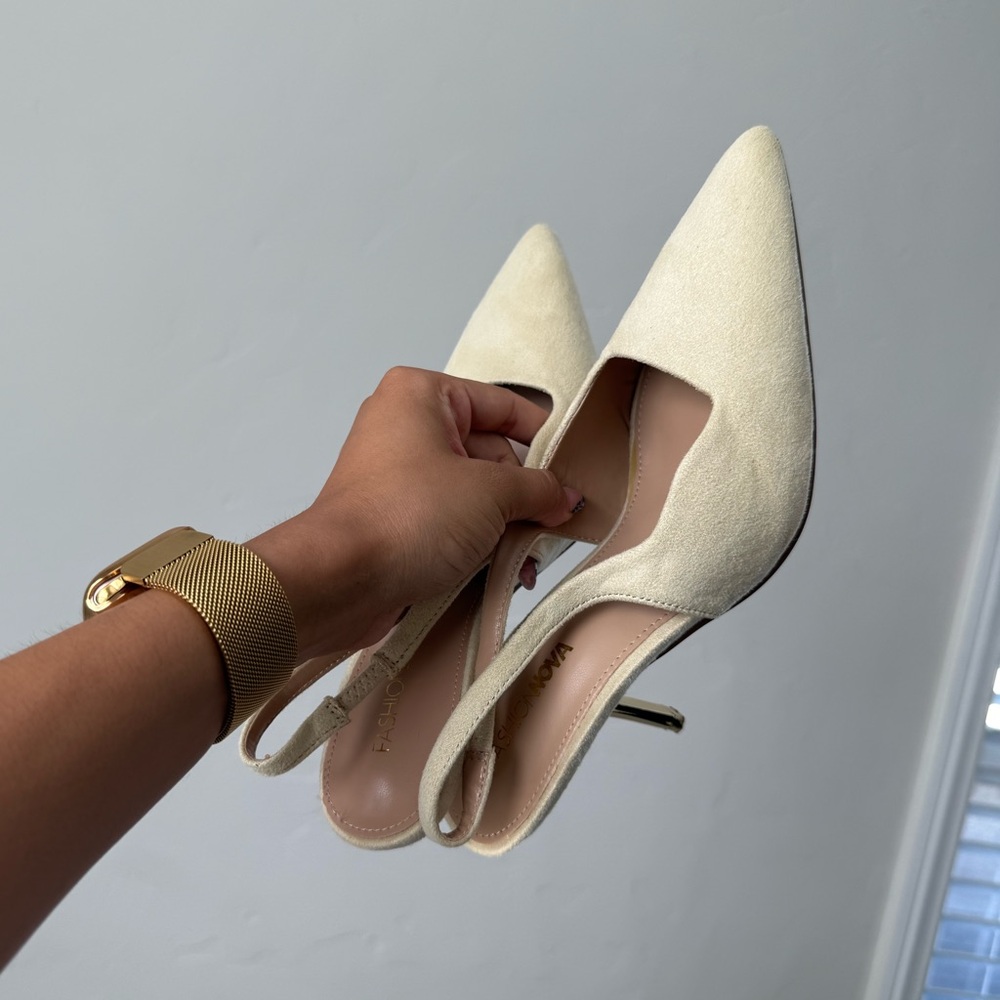 Butter Yellow Pointed Toe Slingback Heels